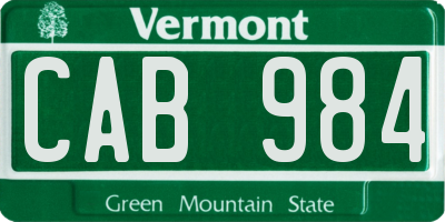 VT license plate CAB984