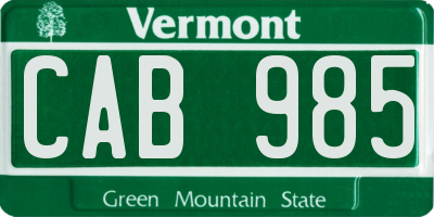 VT license plate CAB985