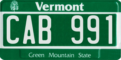 VT license plate CAB991