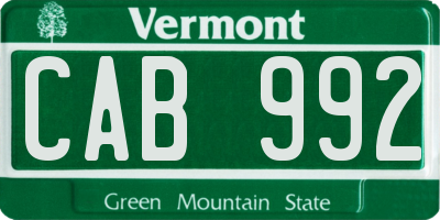 VT license plate CAB992