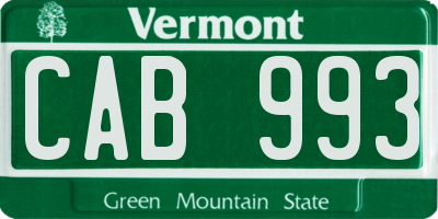 VT license plate CAB993