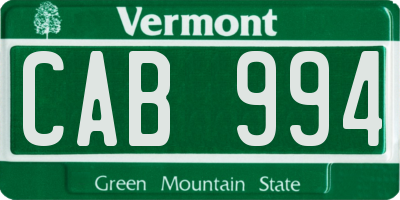 VT license plate CAB994