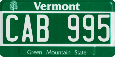 VT license plate CAB995