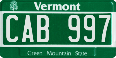VT license plate CAB997