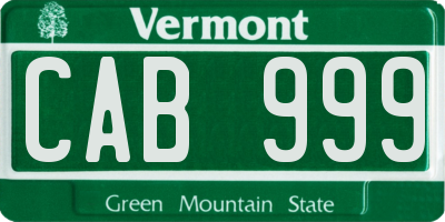 VT license plate CAB999