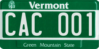VT license plate CAC001