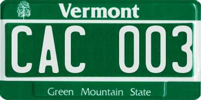 VT license plate CAC003