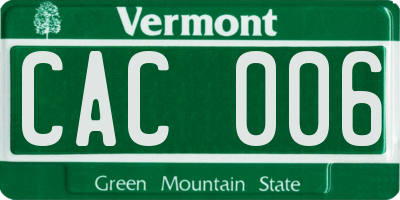 VT license plate CAC006