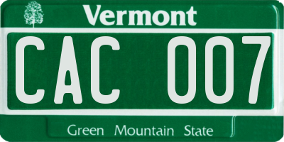 VT license plate CAC007