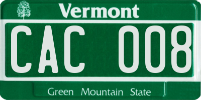 VT license plate CAC008