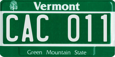 VT license plate CAC011