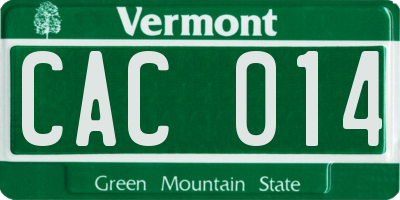 VT license plate CAC014
