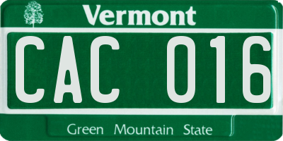 VT license plate CAC016