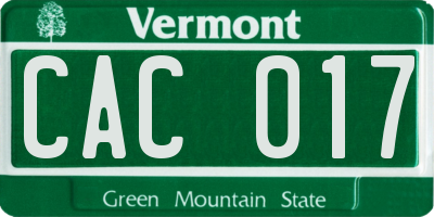 VT license plate CAC017