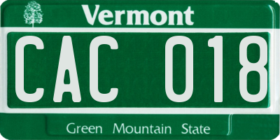 VT license plate CAC018