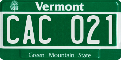 VT license plate CAC021