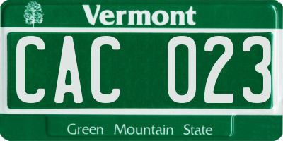 VT license plate CAC023
