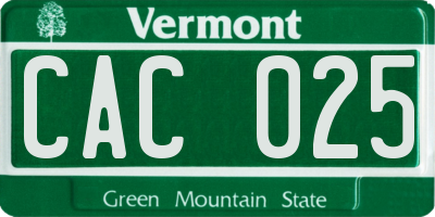 VT license plate CAC025