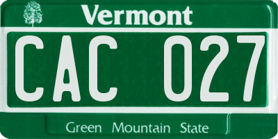 VT license plate CAC027