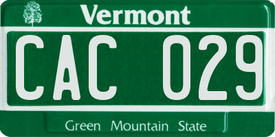 VT license plate CAC029