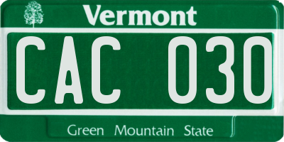 VT license plate CAC030