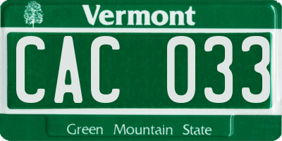 VT license plate CAC033
