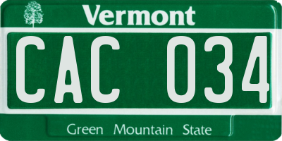 VT license plate CAC034