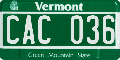 VT license plate CAC036