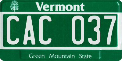 VT license plate CAC037