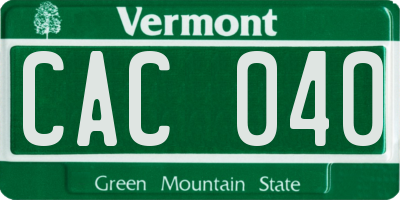 VT license plate CAC040