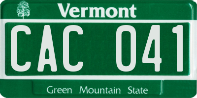 VT license plate CAC041