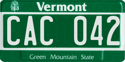 VT license plate CAC042