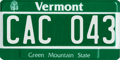 VT license plate CAC043