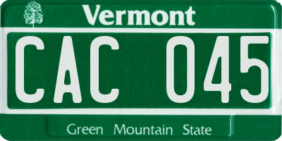 VT license plate CAC045