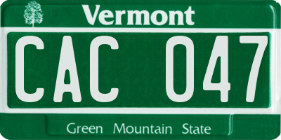 VT license plate CAC047