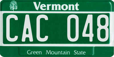 VT license plate CAC048