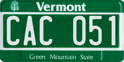 VT license plate CAC051