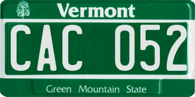 VT license plate CAC052
