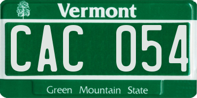 VT license plate CAC054