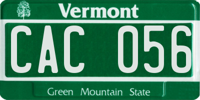VT license plate CAC056