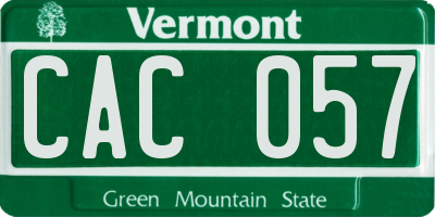 VT license plate CAC057