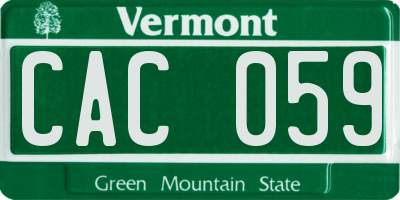 VT license plate CAC059