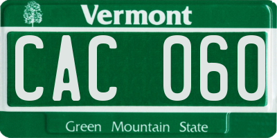 VT license plate CAC060