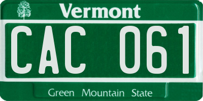 VT license plate CAC061