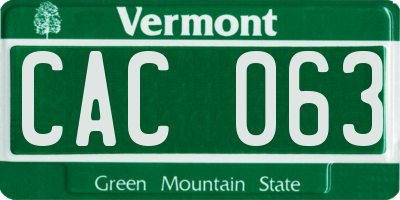 VT license plate CAC063