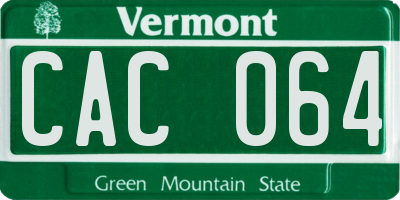 VT license plate CAC064