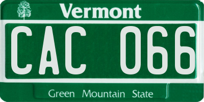 VT license plate CAC066