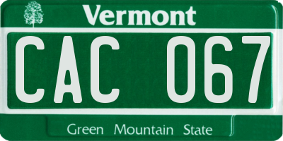 VT license plate CAC067