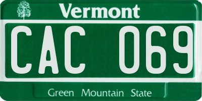 VT license plate CAC069