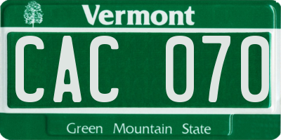 VT license plate CAC070